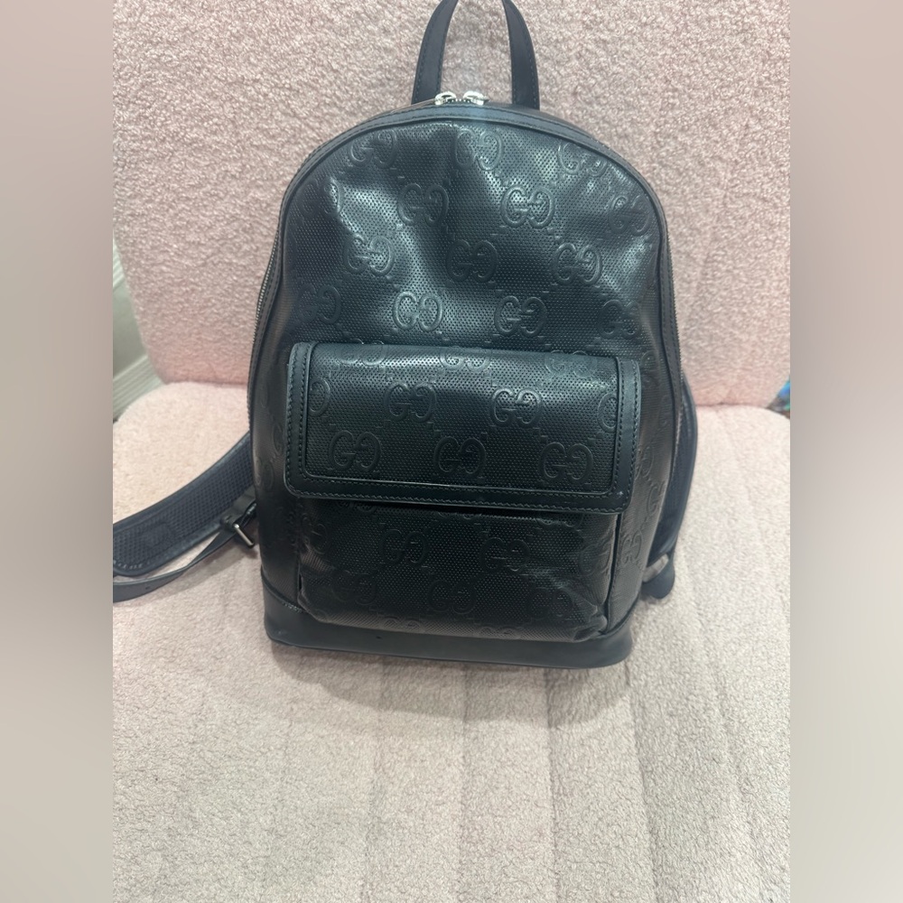 Gucci Embossed Black Backpack